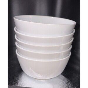 IKEA 365 White Ceramic Soup/Cereal Bowls 6” Diameter (set of 5) No Chips/crack
